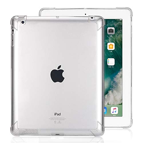 KMLPJP iPad 4/3/2�p������TPU�t�����p�ϏՌ��ی�P�[�X�i�u���b�N�j �^�u���b�g�P�[�X (�F : Transparent)