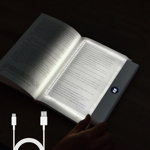 Image of ELEPHANTBOAT 3-Color LED Book Light for Night Reading, USB Cordless Night Reading Light for Book with LCD Battery Display, Rechargeable Desk Night Lamp