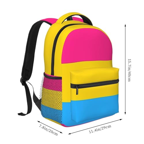 Pansexual Pride Flag Backpack Large Capacity Lightweight Casual Travel Sports Backpack 11.4X7.8X15.7 inch2