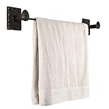 Rustic State Motris Cast Iron Towel Bar with Hammered Effect Texture for Bathroom and Kitchen - Railroad Spike Industrial Design Hand Towel Rail Holder Hanger Rack - Black