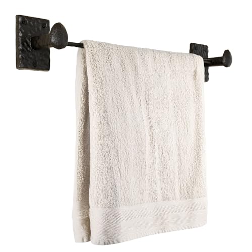 Rustic State Motris Cast Iron Towel Bar with Hammered Effect