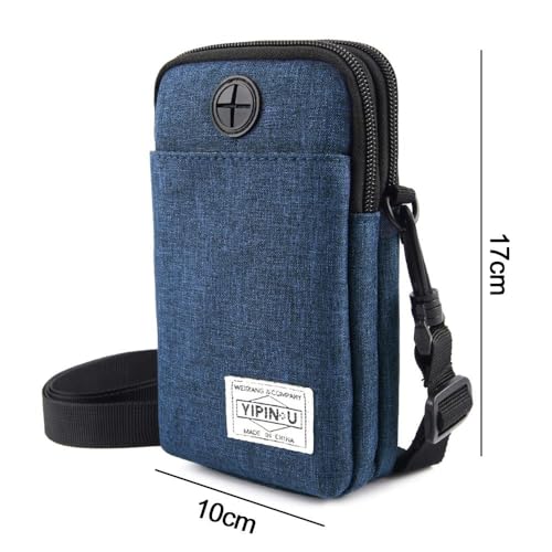 Generic Waterproof Oxford Cloth Waist Bag Purse Anti-theft Money Document Card Storage Bag Portable Neck Wallet Mobile Phone Bag Passport Pouch Blue 10x17 cm2