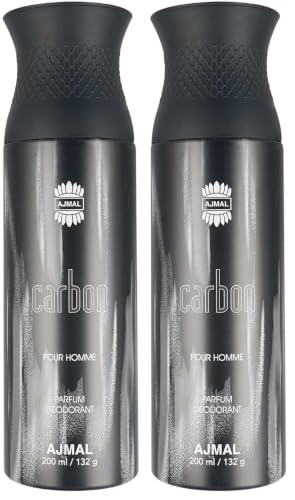 Image of Ajmal Carbon Homme Body Deodorant Parfum for Men |Citrus Spicy Long Lasting Body Perfume DEO 200 Ml (Pack of 2)