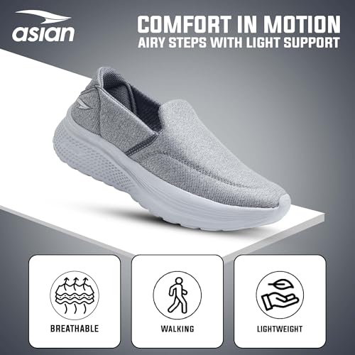 Image of ASIAN Wonderwalk-02 Men's Walking Shoes | Lightweight, Breathable Mesh Slip-On with Memory Foam Sole & Flexible Grip | Perfect for Daily Walking & All-Day Wear