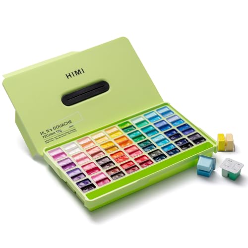 HIMI Twin Cup Jelly Gouache Paint Set 72 Colors 12g Jelly Cup Design Non Toxic Paint for Canvas and Paper Art Supplies for Professionals (72 Colors)