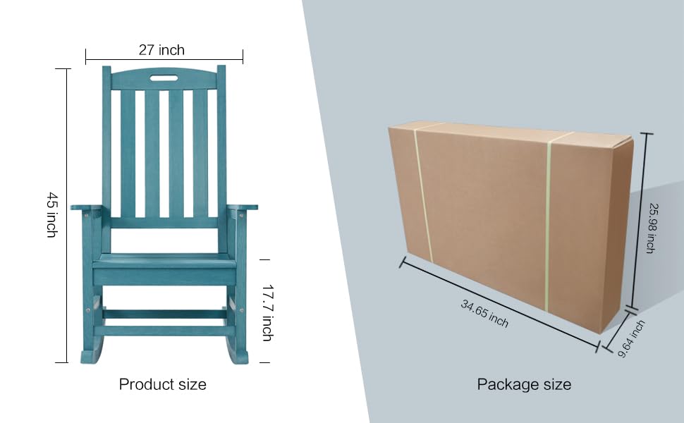 Image of Psilvam Outdoor Rocking Chairs Set of 2, Oversized Porch Rocker (Blue)