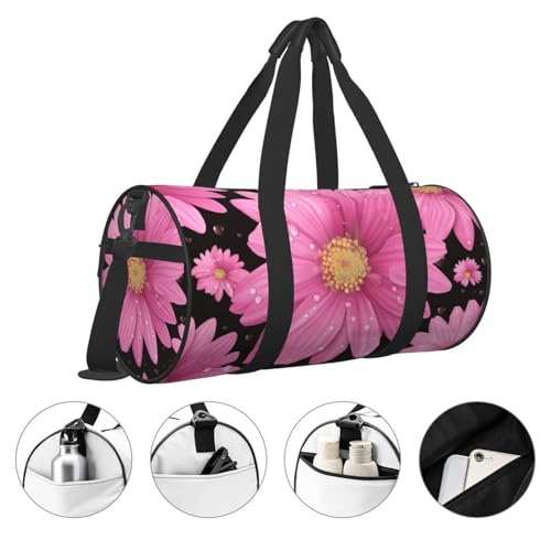 Polka Dot Flower Duffle Bag for Men Women - Carry on Overnight Bag Travel Duffel Tote Bags Yoga Gym Bags Waterproof Weekender Bag Large Luggage Bag with Adjustable Strap4