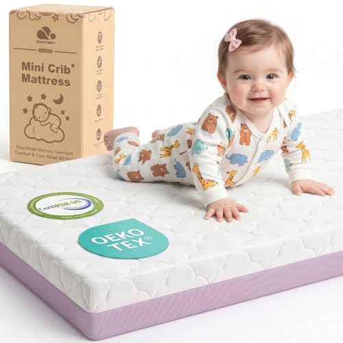 Image of Pack and Play Mattress Dual Sided Memory Foam 38x26x3 Inch Purple