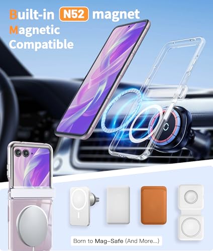Image of FNTCASE for Motorola Razr 2026 /2025 Case: for Moto Razr 2024 Case with Hinge Protection & Screen Protector Magnetic Clear Cases Anti Yellowing Shockproof Protective Transparent Cell Phone Cover