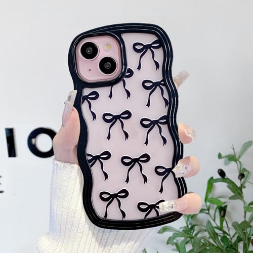 Coque transparente pour iPhone 14 motif nœud papillon idée cadeau fille