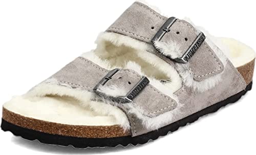 Birkenstock Women's, Arizona Shearling Lined Sandal - Narrow Width Stone 36...