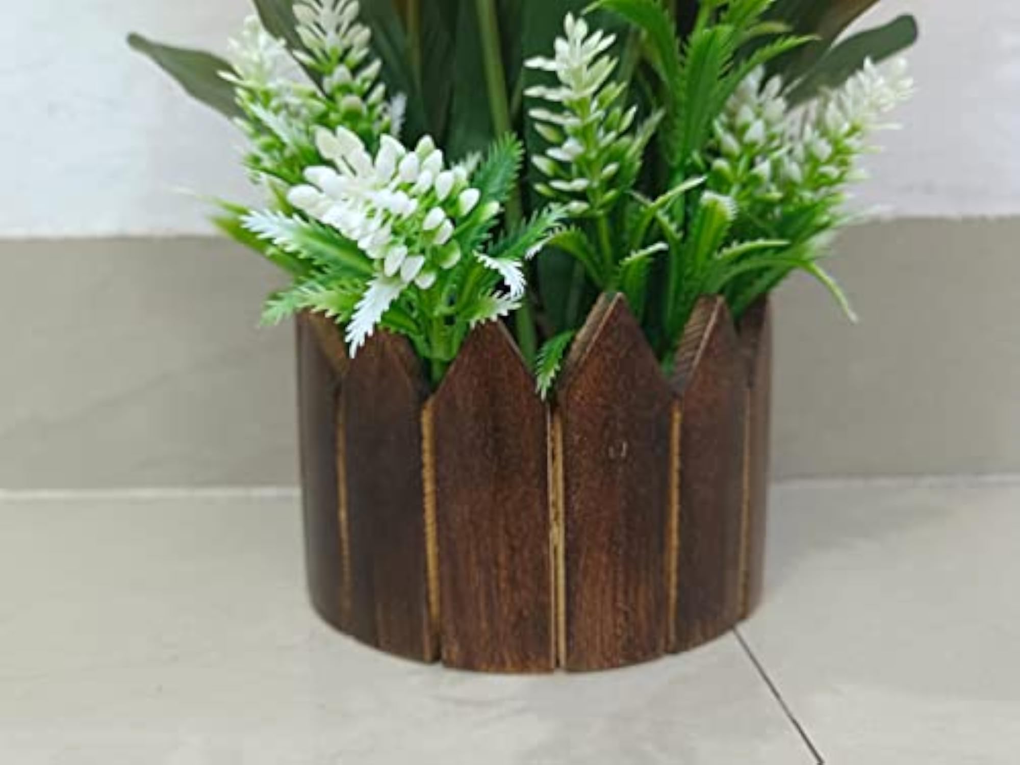 Artificial Cherry Blossom Flower Bunch with Wooden Pot
