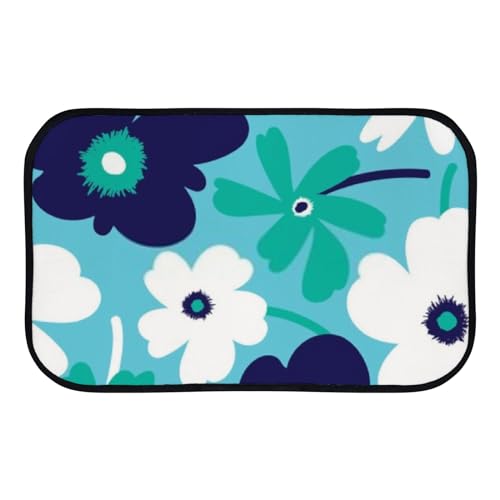 Nuansexi Bathroom Rugs Elegant Simplistic Spring Flowers Blue Floor Mats Non Slip Bathmat Doormat Tub Mat Coral Velvet Absorbent Entrance Carpet Mats Machine Washable Bedroom Decor