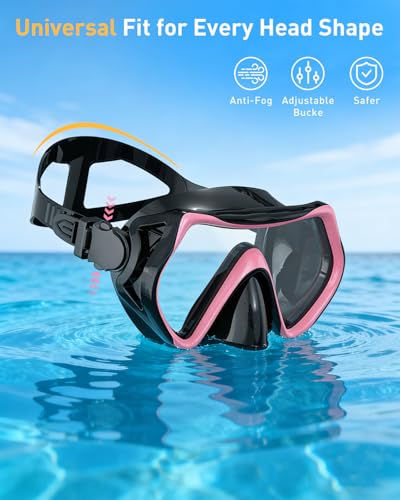 Snorkeling Gear for Adults, Adult Snorkel Mask Set Scuba Diving Dry-Top, Swimming Goggles w/Nose Cover, HD Tempered Glass Panoramic Anti-Leak Anti-Fog, Travel Snorkeling Packages miniatura 2