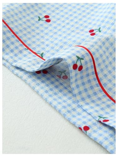 Image of BEAUDRM Women's Two Piece Pajama Sets Allover Print Short Sleeve Sleepwear Button Down Shirt and Bow Shorts Pj Set Loungewear