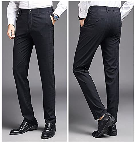 Mens Slim Fit Plaid Stretch Dress Pants Straight Leg Flat Front Skinny Suit Trousers with No Iron3