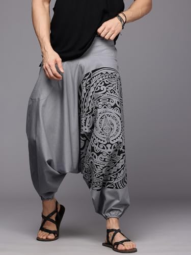 Image of The Veshti Company Printed Harem Pants for Men's Cotton Hippie Style Baggy Boho Yoga Pajama Pant with Pocket