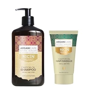 ARGANICARE – Línea Ricino – Champú Acelerador de Crecimiento 400 ml + Champú 50 ml – Con Aceite de Ricino Orgánico – [Cuidado para el Cabello] – Nutre | Fortalece | Hidrata – Para todo tipo de cabello