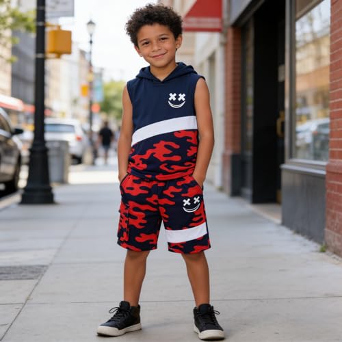 Image of Boys Clothes 2 Piece Size 6-13Y Short Sleeve T-Shirt & Shorts Set Casual Kids Boys Spring Summer Outfits