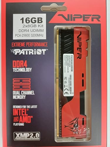 Kit di Memoria RAM Gaming Viper Elite II DDR4 3200 16GB (2x8GB) C18 XMP 2.0 - Nero/Rosso - RAM - Immagine 1