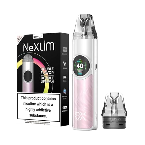 OXVA NeXlim Pod Kit 1500mAh Battery Advanced Dual Mesh Coil 2ml E-liquid Capacity Refillable Pod Pod Vape Kit Haman Rechargeable Vape No Nicotine free (Pearl Pink)