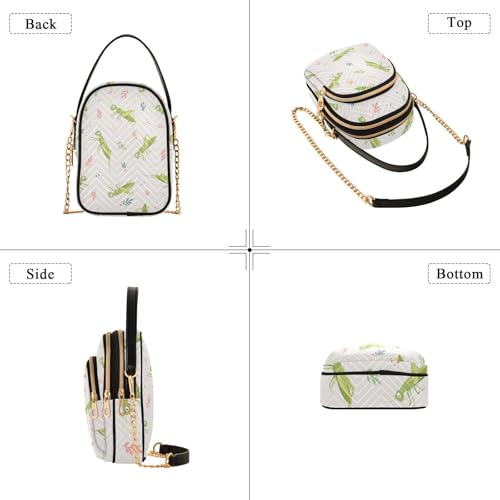 Cheerful Green Grasshoppers Design Crossbody Bags Shoulder Bag for Women Stylish Ladies Messenger Bags Cell Phone Purse and Handbags Wallet4