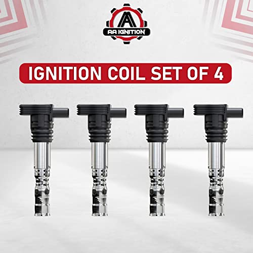 Ignition Coil Pack - Set Of 4 - Replaces 06A905155D, 06B905115R - Compatible With Audi & Volkswagen Vehicles - 1.8T Mk4 Jetta, Golf, Gti, Passat, A4, A4 Quattro, A6 2.7T, Allroad 2.7T, Tt Quattro #TOP5