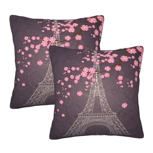 Abucaky Lot de 2 housses de coussin vintage motif Tour Eiffel pour canapé, bureau, chambre à coucher, décoration d'intérieur, 45,7 x 45,7 cm