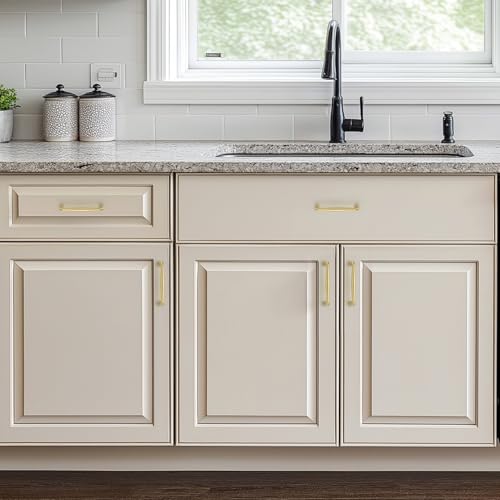 Image of Ravinte 10 Pack 3-3 /4 Inch Brushed Gold Kitchen Cabinet Handles Solid Zinc Alloy Cabinet Pulls Cupboard Hardware Drawer Handles