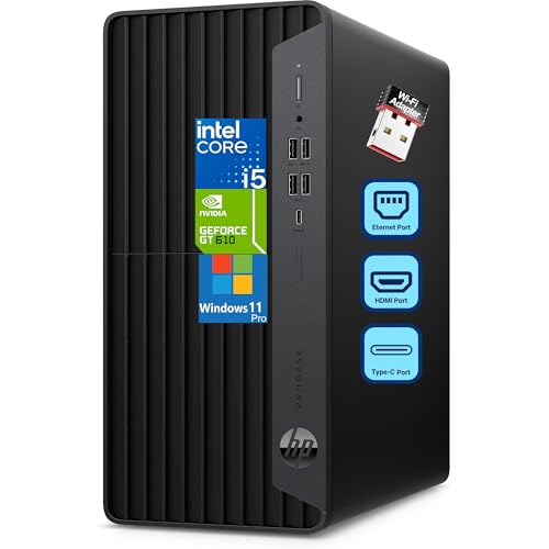 Image of HP ProDesk 600 Desktop Computer, i5-10400F, 8GB RAM, 256GB SSD, GT 610 | Ideal for Office Work, Web Browsing, Remote work, and Everyday Multitasking; WiFi Adapter, Compact Design with Win 11 Pro