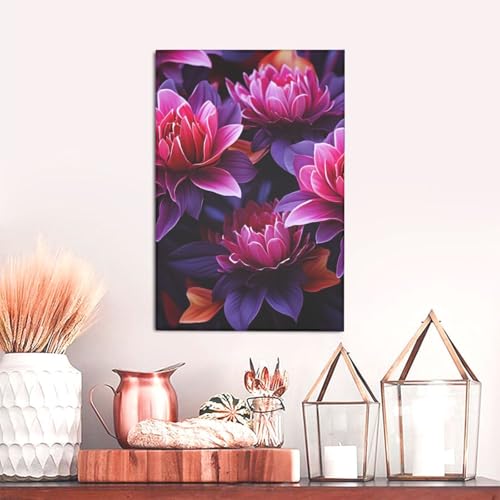 Toile de fleurs violettes décoration murale HD pour bureau 30x45 - 5