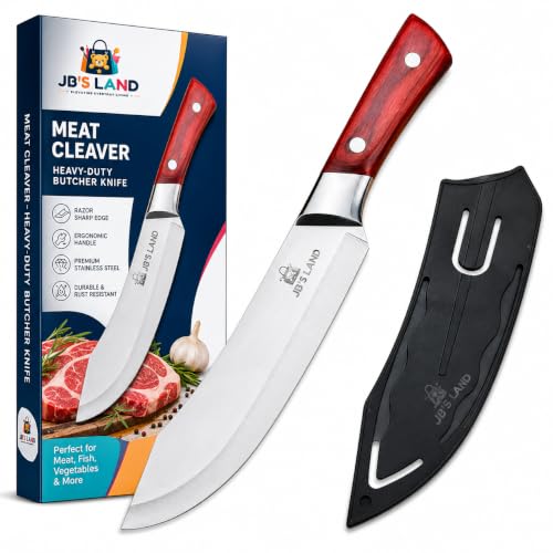 Image of JB'S LAND Meat Cleaver Knife with Sheath, Stainless Steel Butcher Knife
