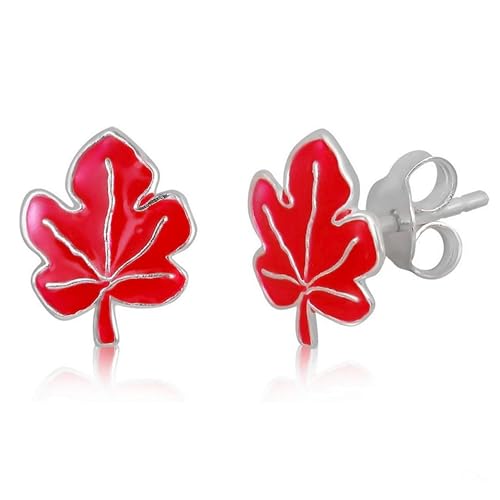 ICYROSE set of 2 925 Sterling Silver Fall Red Maple Leaf Oreange Pumpkin Stud Earrings (Nickel Free)3