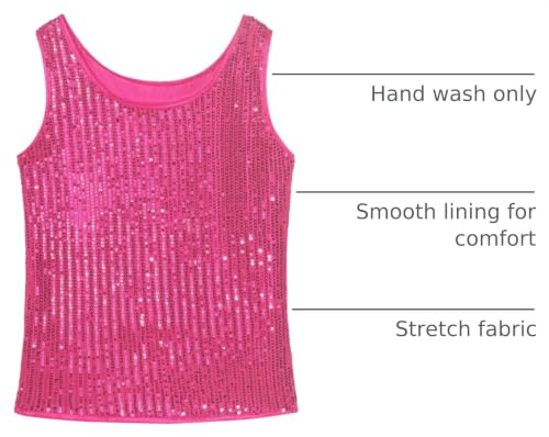 Image of Noomelfish Girls Sequin Tank Tops Sparkly Glitter Dance Sleeveless Shirt (5-12 Years)