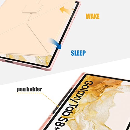 E Net-Case Case For Samsung Galaxy Tab S8 Plus/S7 Plus With S-Pen Box (Sm-X800/T970), Vertical Standing Case With Auto Wake/Sleep Feature Origami Cover For Tab Galaxy 12.4 S8 Plus Tablet (Rose Gold) #TOP4
