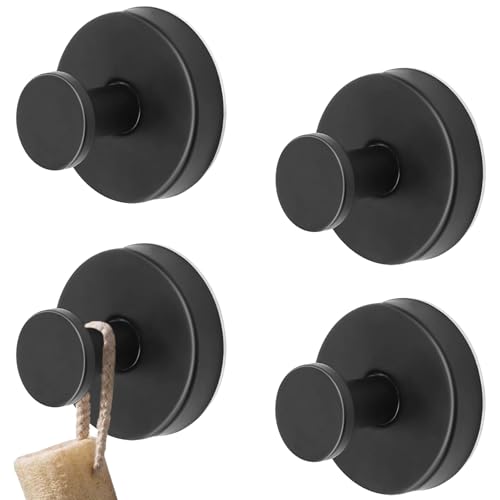 Mauepersu Lot de 4 Crochets à Ventouse pour Salle de Bain, Acier Inoxydable Extra Fort Charge 10kg, Sans Percage Amovible Réutilisable, Pour Cuisine, Verre...