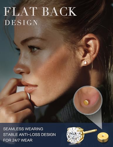 YADOCA 4 Pairs 925 Sterling Silver Flat Back Stud Earrings for Women - image 4
