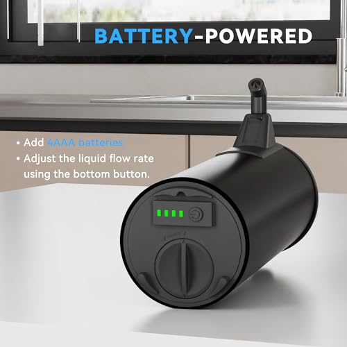 Image of Automatic Soap Dispenser Touchless 11.8oz /350ml Four-Level Adjustable Dispenser Volume，Stainless Steel Material,Battery Powered for Wide Compatibility in Kitchen, Bathroom, Hotel & Office(Black)