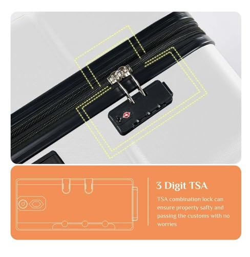 24 Inch Luggage Lightweight Expandable Rolling Suitcase - Hard Shell TSA Lock Spinner Wheels White4