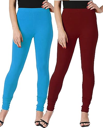 Image of Ultra Soft Cotton Slim fit Solid Color Attractive Casul wear Leggings for Womens - Pack of 2 pcs