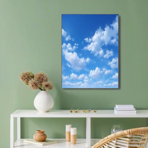 Cuadros de paisaje con cielo azul para decorar un salón moderno con lienzos relajantes