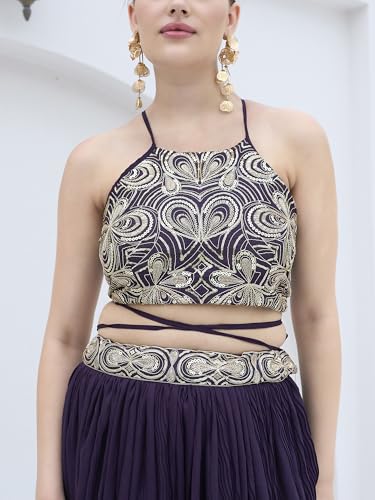 Image of PURVAJA Women's Silk Semi-Stitched Lehenga choli