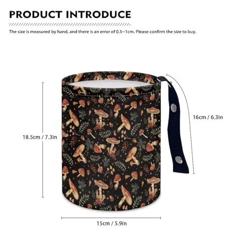 Image of Mushroom Print Car Trash Can - Cute Portable Collapsible Back Seat, Front Seat, Floor, or Hanging Headrest Waste Basket Car Accessories Interior