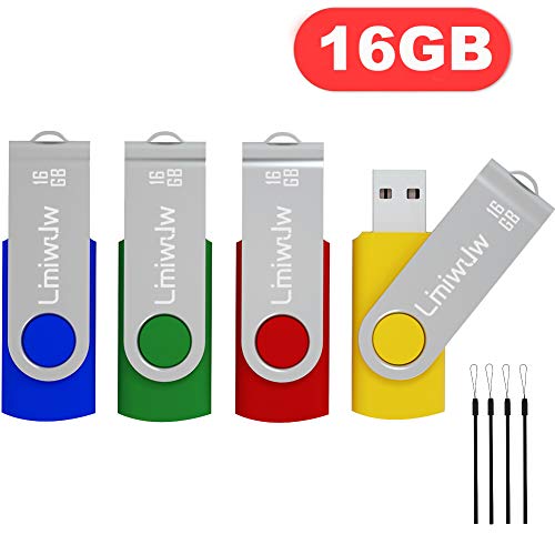 4Pcs 16GB de alta velocidad USB 2.0 Memory Stick USB Flash Drives Doble almacenamiento de diseño giratorio Thumb Thumb Drives con LED indica