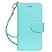 FYY Designed for iPhone SE Case 2022 (3rd Gen) / iPhone SE Case 2020 (2nd Gen) / iPhone 7 Case/iPhone 8 Case, Luxury PU Leather Wallet Phone Case with Card Holder Flip Kickstand Cover Mint Green