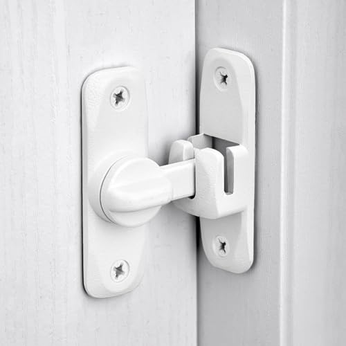 Image of INIRET 3 Packs Matte White 90 /180 Degree Barn Door Latches, Zinc Alloy Right Angle Gate Lock, Flip Door Latch Hardware, Security Sliding Door Lock for Cabinets, Bathroom, Barn Door