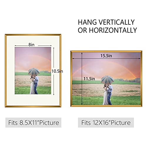 Golden State Art, 12X16 Aluminum Metal Picture Frame With Ivory Color Mat For 8.5X11 Photo - Wall Mounting - Swivel Tabs, Spring Clips, Sawtooth Hangers - Real Glass (Bronze, 2-Pack) #TOP15
