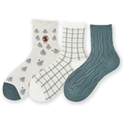 Image of Women's Crew Socks Cute Bear Cat Floral Soft Fancy Socks Gifts for Women
