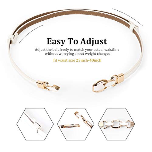 Xzqtive Luxury White Dress Belt For Women, Adjustable Waist Belt For Waist 23-40Inch #TOP3
