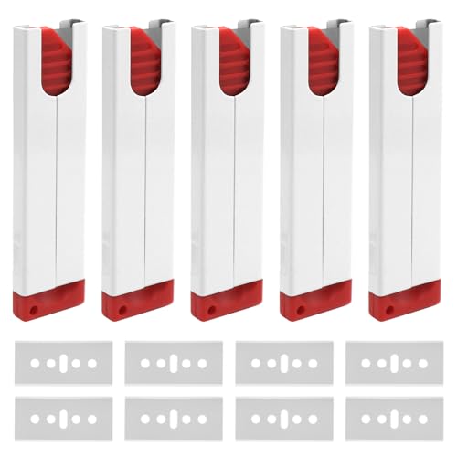 GYSRXS 5 Stück Sicherheits Cuttermesser Universal Mini Cuttermesser Sicherheitsmesser mit Klingeneinzug Cuttermessers Klein mit 20×Ersatzklingen für Schneiden von Papier,Pappe,Seil